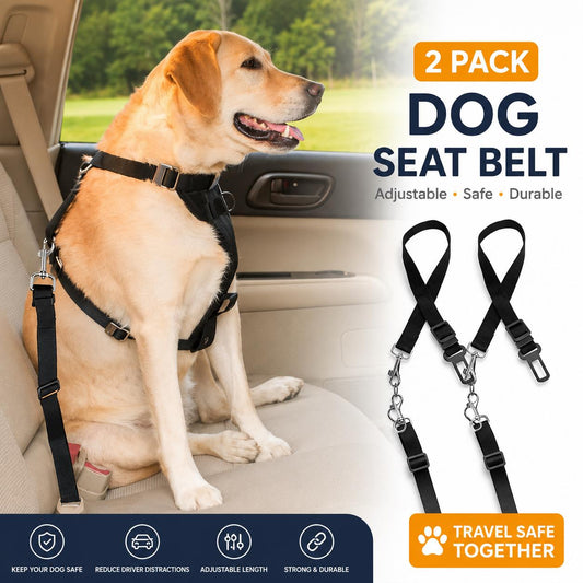 2-Pack Adjustable Dog Car Seat Belt